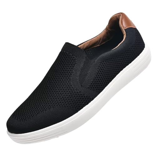 Image of konhill Mens Slip On Loafers Sneakers - Casual Knit Walking Shoes for Men, Lightweight Breathable Memory Foam Boat Shoes, Comfortable Slip-On Driving Loafers for Work Travel Beach