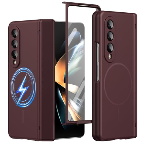 Protection écran Samsung Galaxy Z Fold 4 coque silicone rouge magnétique anti-choc