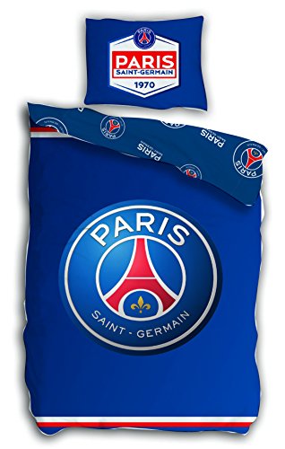 PSG Football - Parure de lit - Housse de couette 140 x 200 cm Taie 63 x 63 cm