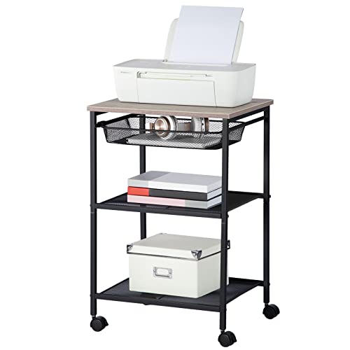 Hoobro Printer Stand, 3-Tier Machine Cart With Adjustable Mesh Drawer, Heavy Duty Storage Rack On Wheels,For Home Office, Grey Bg23Ps01 #TOP5