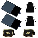 AOOTE Boite Cadeau Bijoux,Lot de 2 petites boîtes à bijoux en papier épais,Présentoir à bijouxs pour bracelets, colliers, boucles d'oreilles, bagues, cadeaux(Bleu)