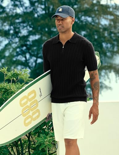 Camiseta polo para hombre JMIERR de manga corta con cierre parcial, tejido texturizado y ligera, ideal para verano, golf y vacaciones miniatura 4