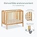 Dream On Me 3-in-1 Portable Folding Stationary Side Mini Baby Crib in Natural & Mattress, GreenGuard Gold & BSA, Use as Changer & Playpen, Locking Wheels, 3 Mattress Heights, Extra Firm Mattress