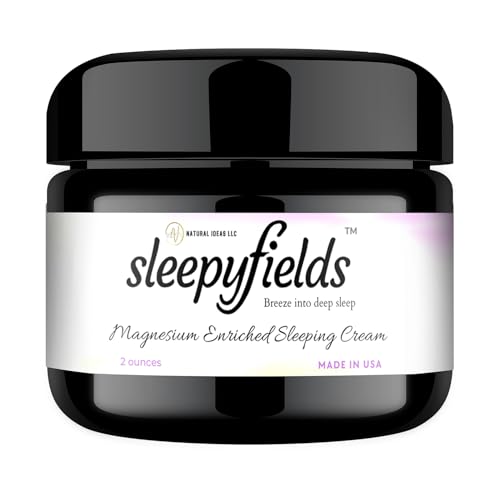 SLEEPY FIELDS Unscented Magnesium-Enhanced Sleep Cream - Nighttime Moisturizing Cream for Pain Calm, Leg Cramps, Sleep & Muscle Soreness - Fast Absorbing, Non-Greasy, Made in USA - 2 oz