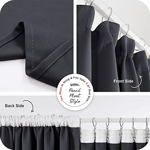 Amazon Brand  Umi Room Darkening Curtains Super Soft Window Treartment Thermal Insulated Pencil Pleat Energy Saving Window Curtains Decorative Blackout Curtains for s 66 x 72 Inch Dark Grey 2 Panels