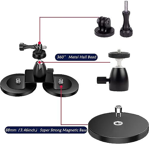 ADOFYS Magnetic Action Camera Mount, Super Magnetic Heavy-Duty Alloy Suction Cup Mount with Adapter 1/4-20 for GoPro Compatible with Hero 11/10/9/8/Max and Other Action Camera 2 41g3bQiDtkL