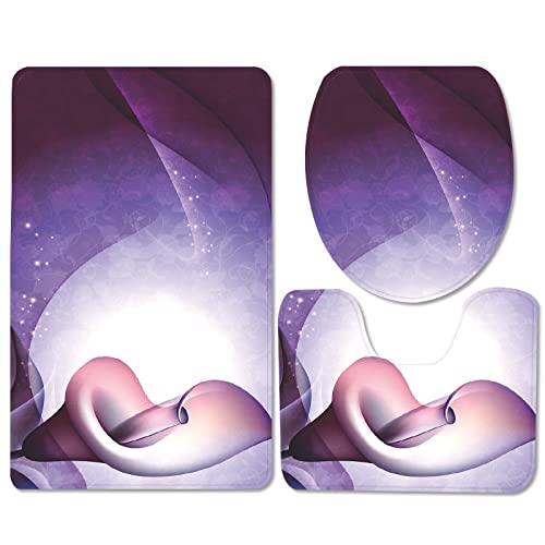 Badematten Set 3 teilig,Toilettenmatte Set,3er Badgarnitur Badezimmer Matte Set Dusch Bade Matte Vorleger Teppich 3D…