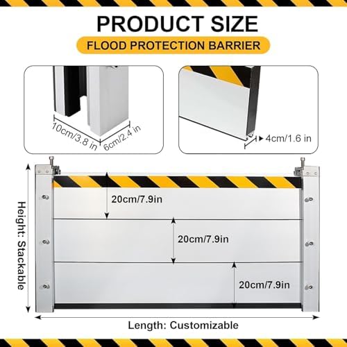 Reusable Aluminum Flood Barriers for Home - Outdoor Water Barriers for Garage Doors & Basements - 120x60cm Flood Control Solutions for Effective Water Protection