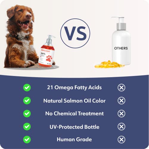 Brilliant Salmon Oil for Dogs, Cats & Puppies Omega 3 Fish Oil Liquid