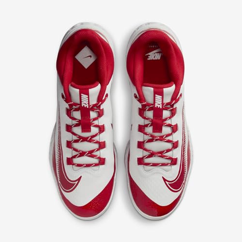 Nike Nike Alpha Huarache Elite 4 Low Baseball Cleats (FD2745-109, White/University Red) Size 7