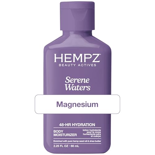Hempz Mini Magnesium Body Lotion for Sleep & Relaxation Hydrating Lotion with Arnica & Shea Butter Calming Nighttime Moisturizer for Muscle Relief & Soft Skin Serene Waters Scent 2.25 oz