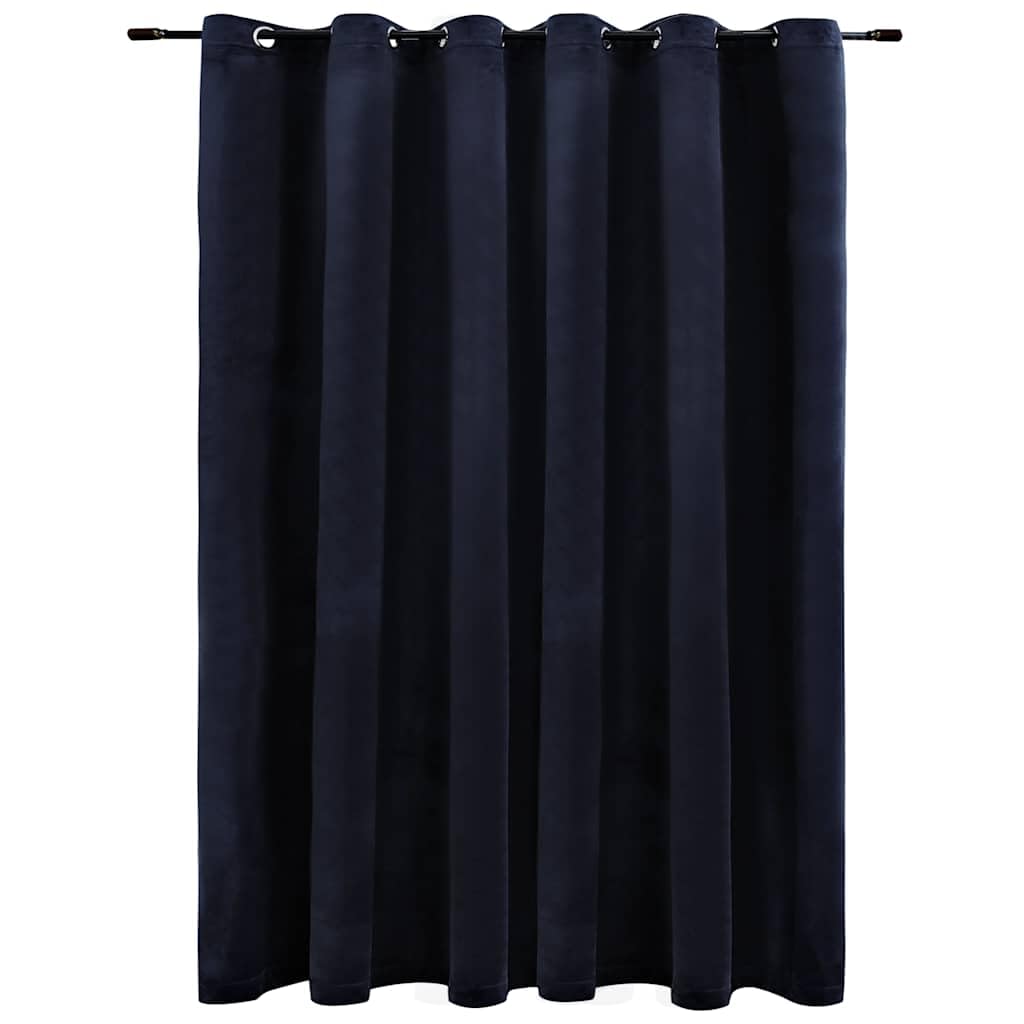 vidaXL Vorhang Verdunkelung mit Metallösen Verdunkelungsvorhang Kräuselband Ösen Schlaufe Thermo Gardine Blickdicht Samt Schwarz 290x245cm