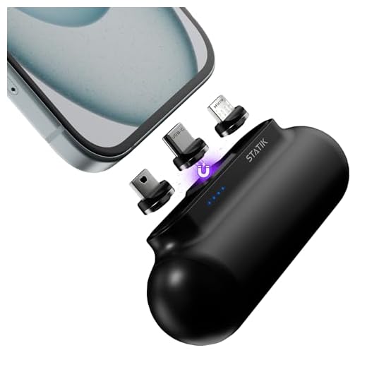 Statik Snap-N-Charge - Mini cargador portátil, cargador de batería portátil, batería compacta de 3200 mAh, 10 W (negro, universal)