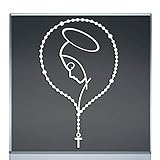 X Graphics Rosary Sticker Decal Virgin Mary Guadalupe (White, 6'x3.6')