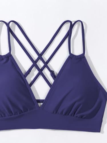 Image of Fanuerg Women's Sexy V Neck Bikini Sets Hollow Out Two Piece Swimsuits Cutout Mid Waist Bathing Suit