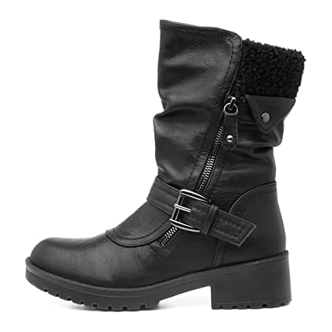 Lilley Womens Black Buckle & Zip Calf Boot - Size 9 UK - Black Cover