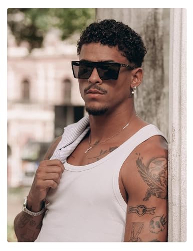 VANLINKER Square Oversized Sunglasses for Womens Mens Trendy Big Flat Top Shades UV400 Large Sun Glasses VL98034