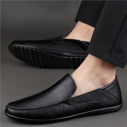 Fashion Men Loafers Pu Leather Wedding Round Toe Wedding Slip Resistant Block Heel Anti-Slip Rubber Sole Shoe Slip-on2