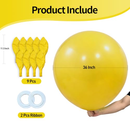 Image of KALOR Yellow Giant 36 Inch 9pcs Large Latex Balloons