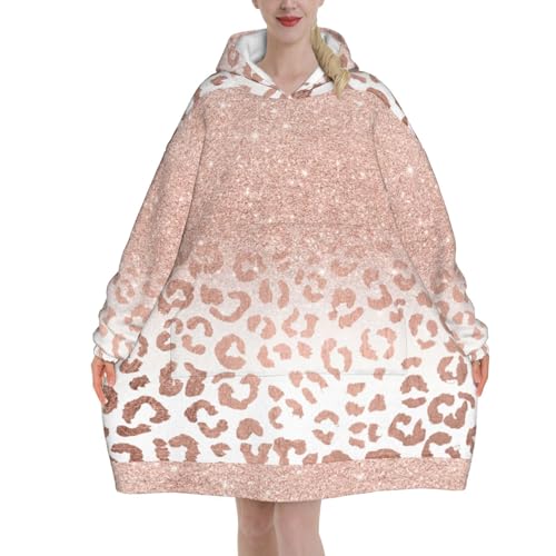 Sweat à capuche en flanelle paillettes or rose style couverture douce avec poches