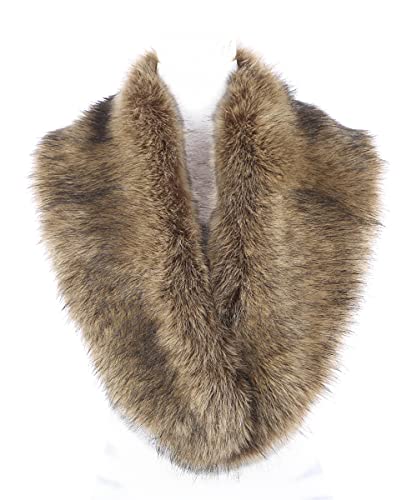 Lucky Leaf Women Winter Faux Fur Ornate Scarf Wrap Collar Shrug for Cocktail Reception Party