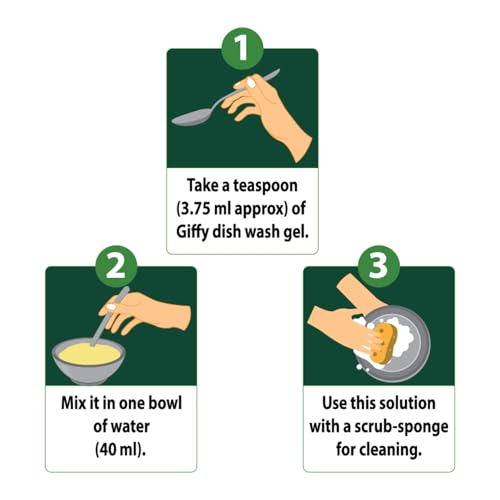 Image of Giffy Liquid Dishwash Gel 900ml(Pack of 2) | Green Lime and Active Salt | 50% More Effective | Tough Grease Removal Expert | Turbo Boosters | Mild fragrance | Removes Tough Malodour | Hand-Safe