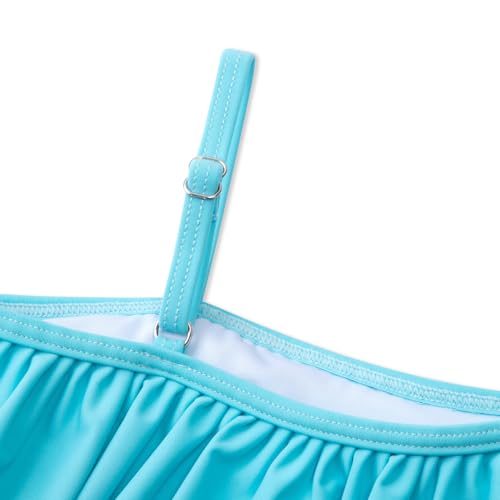 Image of Alakuoti Girls One Piece Swimsuits Cutout Ruffle Bathing Suit Quick Dry Beach Swimwear with Adjustable Strap 5-14 Years
