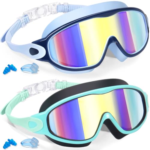 Image of Keary 2 Pack Kids Swim Goggles for 3-15 UV Protection Anti-Fog Pool Water Swimming Goggles for Boys Girls Youth Toddler