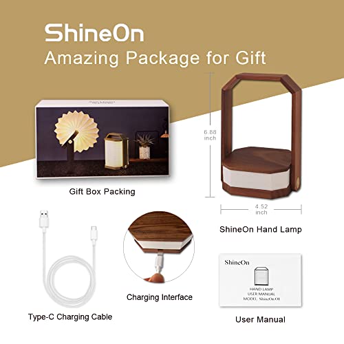 Shineon Book Lights Rechargeable Folding Portable Hand Lamp For Walking,Travel,Reading,Bedroom,Decoration(O1 Walnut Color) #TOP6