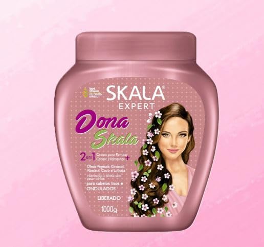 Skala Crema Capilar Dona 1000ml – Mascarilla Vegana 2 en 1 para Cabello Rizado y Seco – Sin Sulfatos, Parabenos ni Silicona