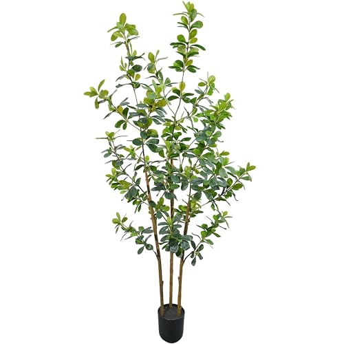ZSENENT Fake Trees Premium 3 Main Trunks 5 ft Faux Black Olive Tree, Realistic Olive Trees...