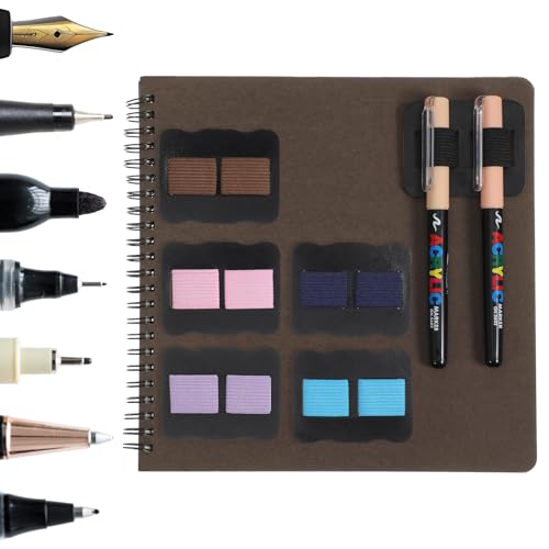 Image of Tyqour 6Pcs Pen Loop Holder for Notebook, Self Adhesive Double Journal Pen Holder Clip, Elastic Leather Design Pencil Loop for Notebooks Clipboard Journal Calendar Planner Stylus Pens Accessories