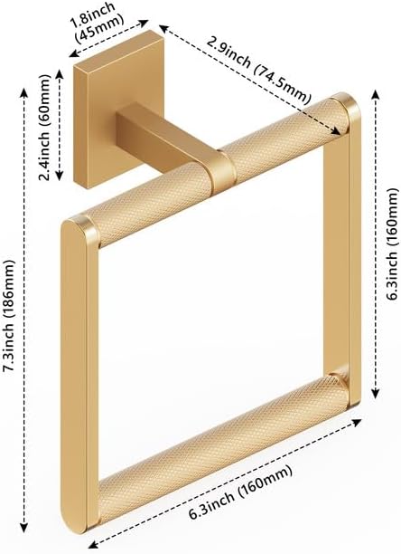 Miniatura 5 de Toallero de pared dorado cepillado 304 de acero inoxidable resistente para toallas de mano para baño, cocina