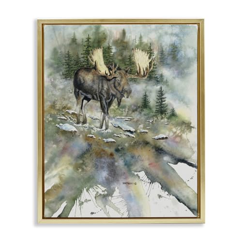Moose Stepping Rustic Wildlife, 24 x 30 Inch Canvas in Floater Frame