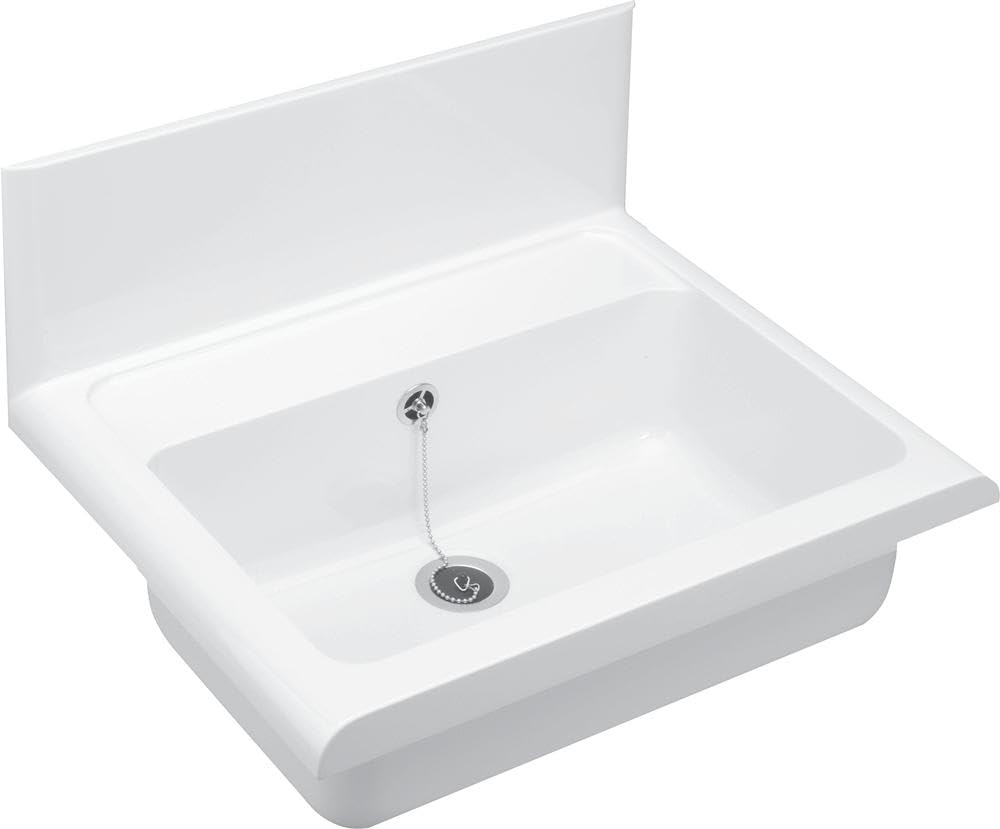Cornat WAGB5500 - Lavello da parete con scarico e troppopieno, in plastica, 550 mm, 1 pezzo, colore: Bianco