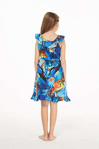 Image of Hawaii Hangover Family Matching Hawaiian Clothes, Sunset Blue | Family matching Hawaiian outfits, Sunset Blue, 100% cotton, machine washable, tropical floral print, luaus, cruises