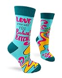 Fabdaz Sassy Womens Novelty Crew Socks Love Yourself You Bad-ss Bitch - 1 Pair, 1 Size Fits Most