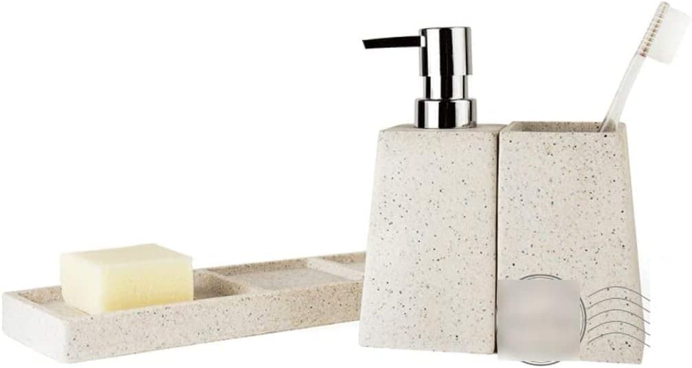 Set,La Collezione di Set da Bagno 3 Pezzi Include,Vassoio e Bicchiere 350 ml/11,8 Pollici(3 Piece Bathroom Set a)