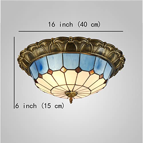 Plafonnier LED bleu en dôme de verre teinté avec intensité variable - 3