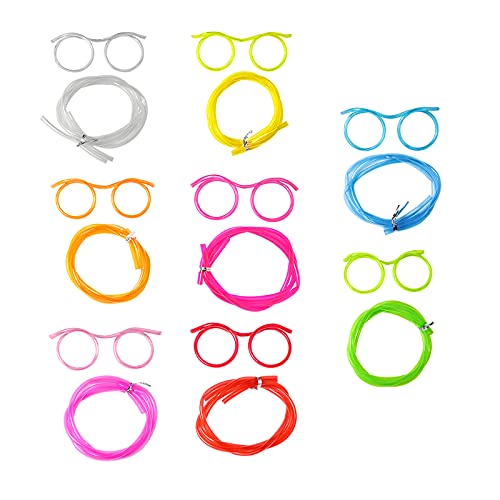 Pitillos divertidos flexibles con forma de gafas x8 miniatura 1
