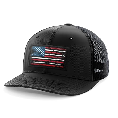 Image of Tactical Pro Supply American Flag Flexfit Hat with Woven Logo Patch