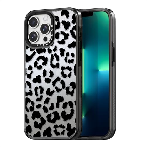 Rosarnnah for iPhone 13 Pro Max Case Aesthetic Black, Black Leopard Print