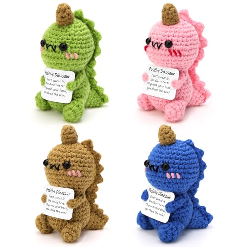 Purryegift 4PCS Positive Crochet Animals Dinosaur,...