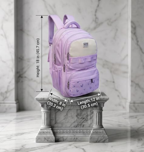 Image of ADSON kawaii Girls Travel School Bag|Backpack Of Large Capacity Aesthetic Stylish Girls Korean Laptop Bag Rucksack for School |College Bags Cute Bookbag for Teens Water Resistance 18 Inches