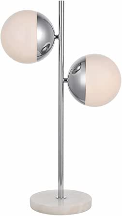 Living District Eclipse 2-Light Metal &amp; Glass Table Lamp in Chrome/Frosted White