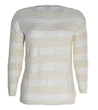 Joseph A. Women's Eyelash Sweater, Cream Stripe (X-Large)