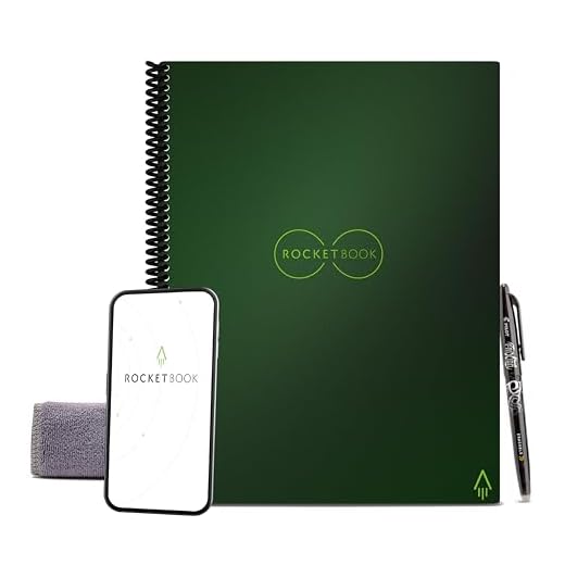 Rocketbook Caderno inteligente reutilizável Core | Notebook inovador, ecológico, conectado digitalmente com recursos de compartilhamento na nuvem | Pontilhado, 21,5 x 28 cm, 32 unidades,