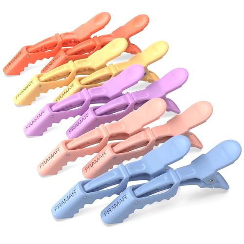 FRAMAR Pince Crocodile Cheveux Femme - Pince Cheveux Coiffeur, Pince Cheveux Femme, Pince a Cheveux, Pinces à Cheveux, – Pastel 10pc
