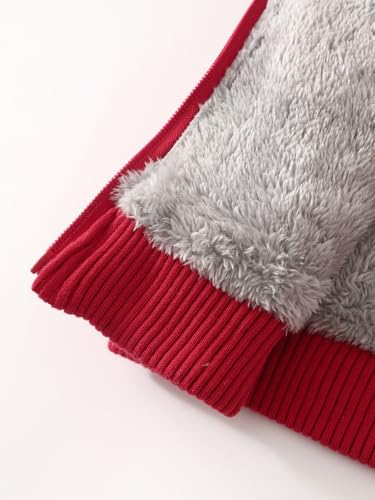 Image of Kids Zip-Up Hooded for Boys Sherpa Lined Jacket Winter Outdoor Sweatshirt Warm Coat 3-14 Years