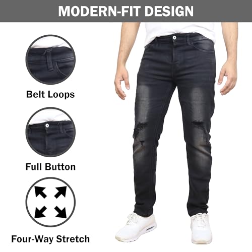 Men's Modern Fit Ripped Jean | Denim Look | Comfort & Flex | Straight Jeans 2-Pack4